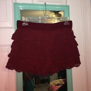 Red Ruffle Pattern Shorts